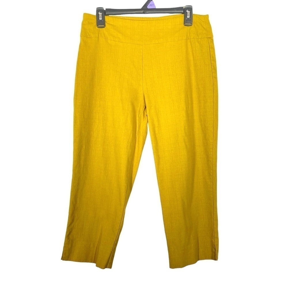 Zac & Rachel women's size 10 pull-on cropped capris pant mustard yellow